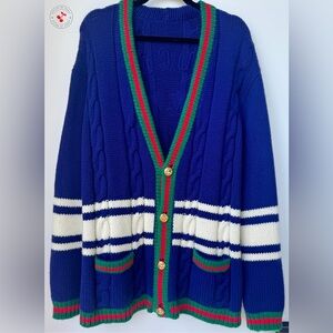 Gucci La Société Angelique Wool Cardigan in Blue